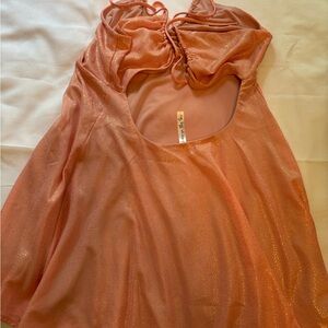 Shimmering Orange Top with Tie Detail